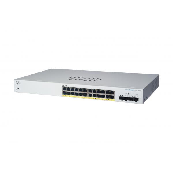 Cisco CBS220-24P-4G Gestito L2 Gigabit Ethernet [10/100/1000] Supporto Power over Ethernet [PoE] 1U Bianco (Cisco Business 220 Series CBS220-24P-4G - Switch - smart - 24 x 10/100/1000 [PoE+] + 4 x Gigabit SFP [uplink] - rack-mountable - PoE+ [195 W])...