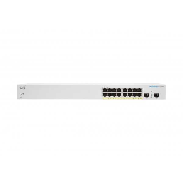 Cisco CBS220-16P-2G Gestito L2 Gigabit Ethernet [10/100/1000] Supporto Power over Ethernet [PoE] Bianco (Cisco Business 220 Series CBS220-16P-2G - Switch - smart - 16 x 10/100/1000 [PoE+] + 2 x Gigabit SFP [uplink] - rack-mountable - PoE+ [130 W])Cis...