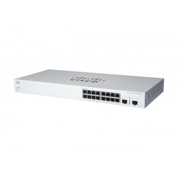 Cisco CBS220-16P-2G Gestito L2 Gigabit Ethernet [10/100/1000] Supporto Power over Ethernet [PoE] Bianco (Cisco Business 220 Series CBS220-16P-2G - Switch - smart - 16 x 10/100/1000 [PoE+] + 2 x Gigabit SFP [uplink] - rack-mountable - PoE+ [130 W])Cis...