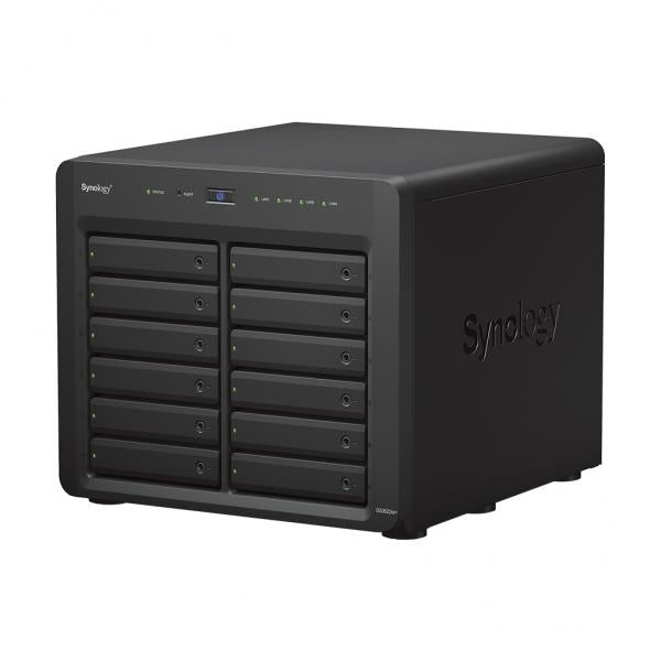 Synology DiskStation DS3622xs+ NAS Tower Intel Xeon D D-1531 16 GB DDR4 0 TB DiskStation Manager Nero (Synology DiskStation DS3622xs+; 12 bay desktop; Intel Xeon D-1531 6-core [12-thread] 2.2 GHz; turbo boost up to 2.7 GHz; 16 GB DDR4 ECC SODIMM [exp...