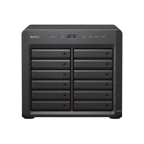Synology DiskStation DS2422+ server NAS e di archiviazione Tower Ryzen Embedded V1500B 4 GB DDR4 0 TB DiskStation Manager Nero (Synology DiskStation DS2422+; 12 bay desktop; AMD Ryzen V1500B quad-core 2.2 GHz; 4 GB DDR4 ECC SODIMM [expandable up to 3...