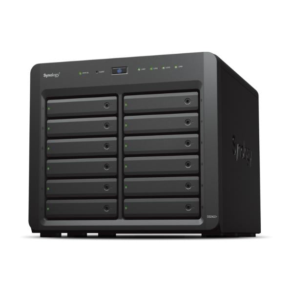 Synology DiskStation DS2422+ server NAS e di archiviazione Tower Ryzen Embedded V1500B 4 GB DDR4 0 TB DiskStation Manager Nero (Synology DiskStation DS2422+; 12 bay desktop; AMD Ryzen V1500B quad-core 2.2 GHz; 4 GB DDR4 ECC SODIMM [expandable up to 3...
