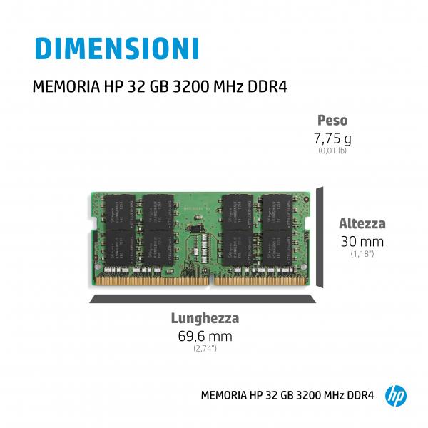 HP 32 GB 3200MHz DDR4 memoria (HP 32GB DDR4 3200 SODIMM MEM - .)Hp4S967AA#AC3