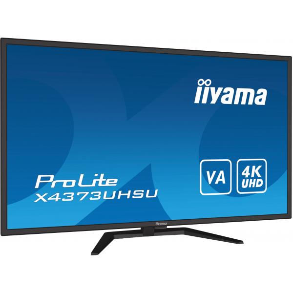 Iiyama ProLite X4373UHSU-B1 A - LED monitor - 43 [42.5 viewable] - 3840 x 2160 4K @ 60 Hz - VA - 400 cd/m? - 4000:1 - 3 ms - 2xHDMI, DisplayPort, Mini DisplayPort - speakers - matte, blackIiyama4948570118519X4373UHSU-B1A
