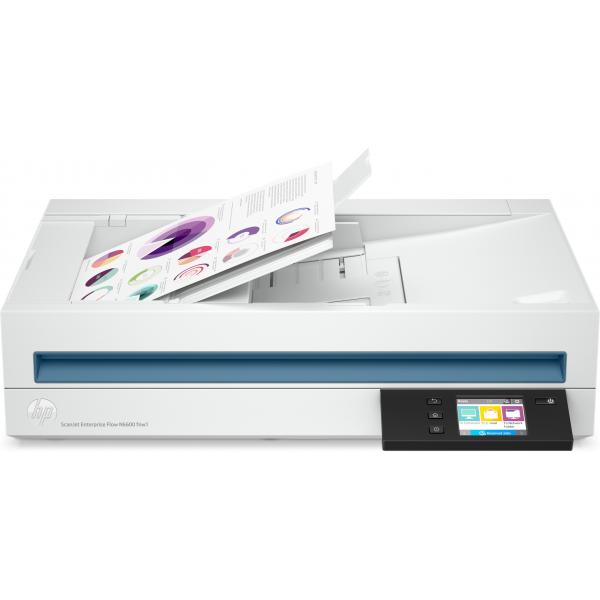 HP Scanjet Enterprise Flow N6600 fnw1 Scanner piano e ADF 1200 x 1200 DPI A4 Bianco (HP ScanJet Enterprise Flow N6600 fnw1 - Scanner documenti - Sensore di immagine a contatto [CIS] - Duplex - A4/Legal - 600 dpi x 600 dpi - fino a 50 ppm [mono] / fin...
