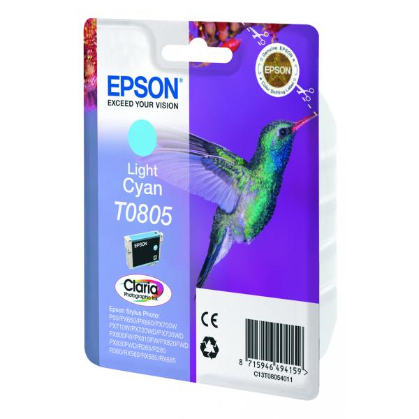Epson Hummingbird Cartuccia Ciano-chiaro (EPSON T0805 LIGHT CYAN INK STYLUS PHOTO R265 R360 RX560)EpsonC13T08054011