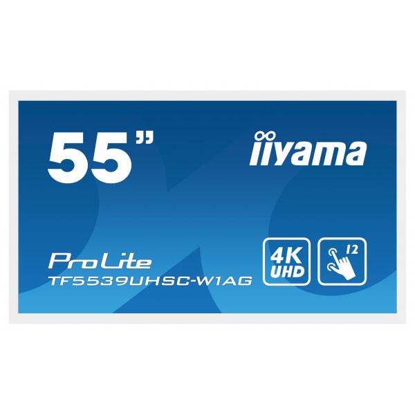 Iiyama ProLite TF5539UHSC-W1AG Monitor PC 139,7 cm [55] 3840 x 2160 Pixel 4K Ultra HD LED Touch screen Multi utente Bianco (55 ProLite TF5539UHSC-W1A Commercial Display - 55 White Large Format Display 4K UHD 500 cd/m2 24/7 2x HDMI)IiyamaTF5539UHSC-W1AG