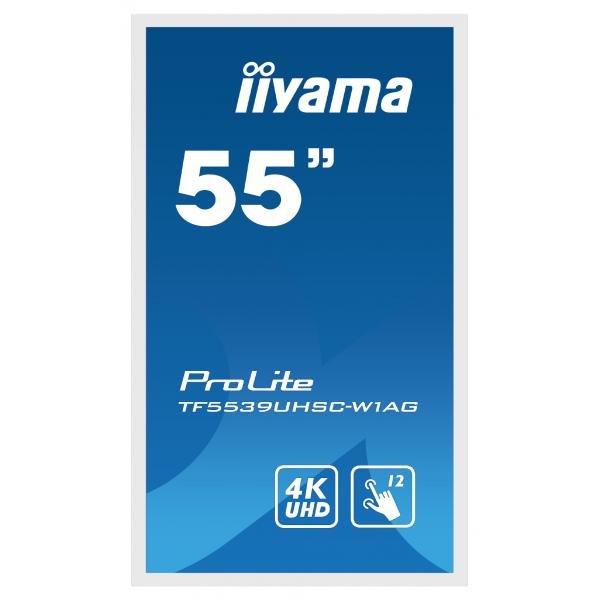 Iiyama ProLite TF5539UHSC-W1AG Monitor PC 139,7 cm [55] 3840 x 2160 Pixel 4K Ultra HD LED Touch screen Multi utente Bianco (55 ProLite TF5539UHSC-W1A Commercial Display - 55 White Large Format Display 4K UHD 500 cd/m2 24/7 2x HDMI)IiyamaTF5539UHSC-W1AG