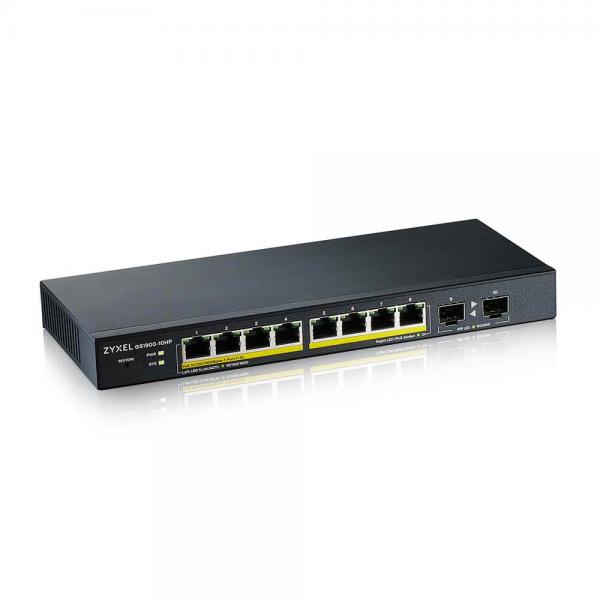 Zyxel GS1900-10HP Gestito L2 Gigabit Ethernet [10/100/1000] Supporto Power over Ethernet [PoE] Nero (Zyxel GS1900-10HP - Switch - intelligente - 8 x 10/100/1000 [PoE+] + 2 x Gigabit SFP - desktop, montaggio a parete - PoE+ [77 W])Zyxel4718937621200GS...