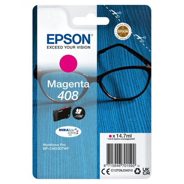 Epson Singlepack Magenta 408 DURABrite Ultra Ink (EPSON 408 MAGENTA INK WF-C4810DTWF)Epson8715946701592C13T09J34010