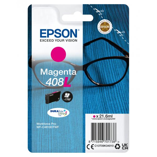 Epson Singlepack Magenta 408L DURABrite Ultra Ink (OEM Epson DURABrite Ultra 408L High Capacity Magenta Ink Cartridge C13T09K34010)EpsonC13T09K34010