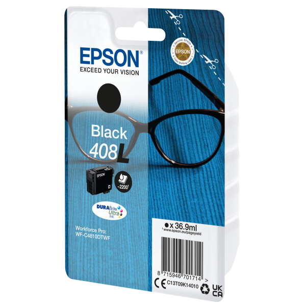 Epson Inchiostro nero singolo DURABrite Ultra Occhiali 408L (SINGLE BLACK 408L DURABRITE INK)EpsonC13T09K14010