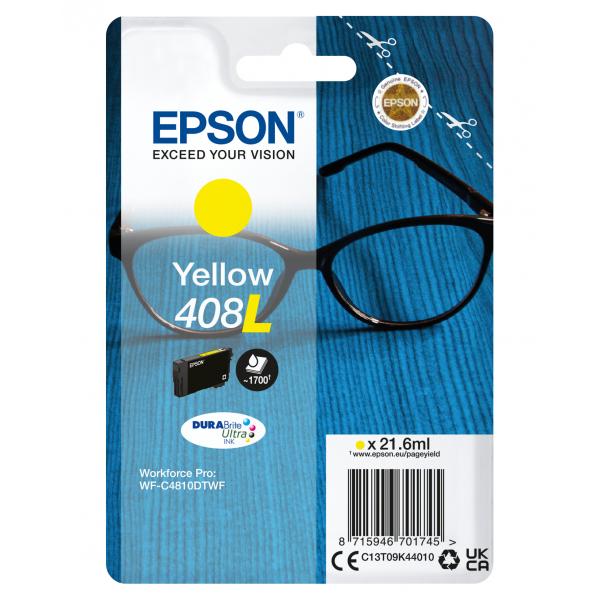 Epson Singlepack Yellow 408L DURABrite Ultra Ink (OEM Epson DURABrite Ultra 408L High Capacity Yellow Ink Cartridge C13T09K44010)EpsonC13T09K44010