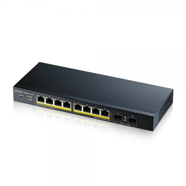 Zyxel GS1900-10HP Gestito L2 Gigabit Ethernet [10/100/1000] Supporto Power over Ethernet [PoE] Nero (Zyxel GS1900-10HP v2 8-port GbE L2 PoE Smart Switch + 2 SFP slots 802.3at desktop fanless 70 Watt)Zyxel4718937621217GS1900-10HP-GB0102F