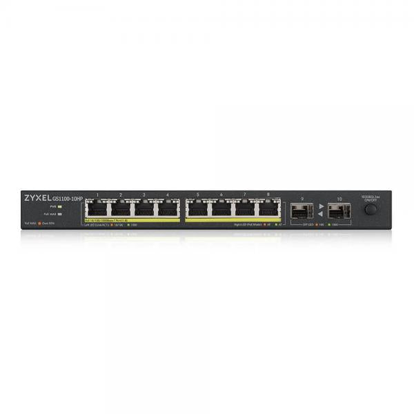 Zyxel GS1100-10HP v2 Non gestito Gigabit Ethernet [10/100/1000] Supporto Power over Ethernet [PoE] Nero (Zyxel GS1100-10HP v2 unmanage PoE 8x Gigabit 2x Fiber Uplink 120 Watt PoE)Zyxel4718937621194GS1100-10HP-GB0102F