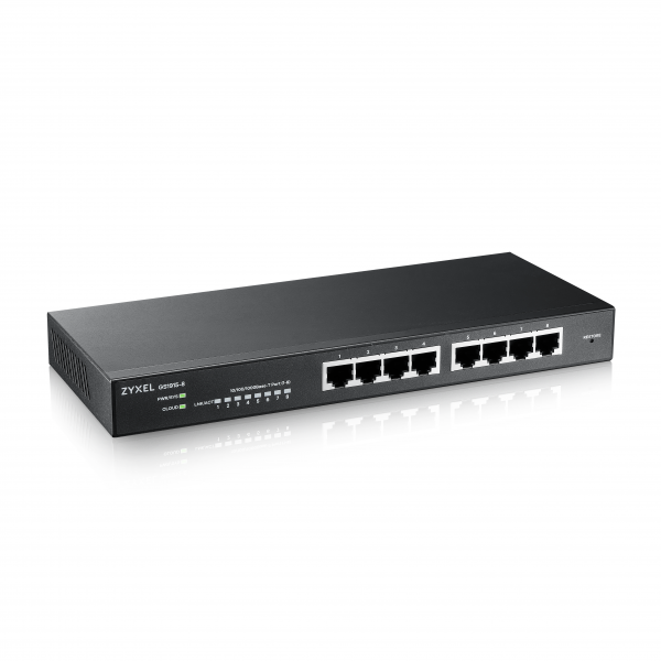 Zyxel GS1915-8 Gestito L2 Gigabit Ethernet [10/100/1000] Nero (Zyxel GS1915 Series GS1915-8 - Switch - compatibile con NebulaFLEX - intelligente - 8 x 10/100/1000 - desktop, montaggio a parete)Zyxel4718937621897GS1915-8-EU0101F