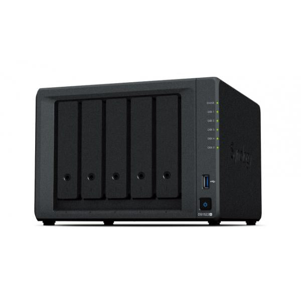 Synology DiskStation DS1522+ server NAS e di archiviazione Tower AMD Embedded R-Series SoC R1600 8 GB DDR4 0 TB DiskStation Manager Nero (Synology Disk Station DS1522+ - NAS server - 5 bays - SATA 6Gb/s - RAID 0, 1, 5, 6, 10, JBOD - RAM 8 GB - Gigabi...