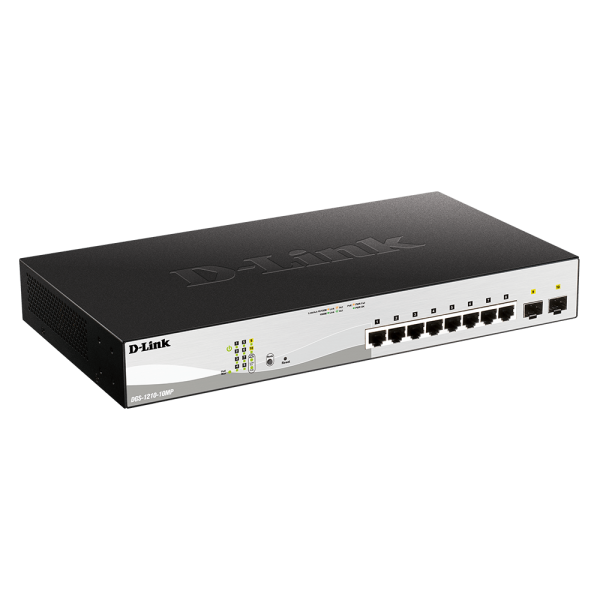 D-Link DGS-1210-10MP Gestito L2 Gigabit Ethernet [10/100/1000] Supporto Power over Ethernet [PoE] Nero, Grigio (D-Link Switch DGS-1210-10MP/E 8xGBit/2xSFP 19 Managed PoE [130W])D-linkDGS-1210-10MP/E
