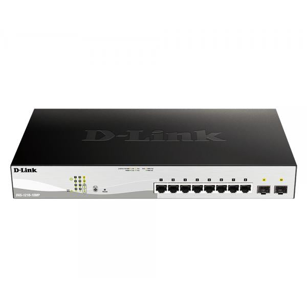 D-Link DGS-1210-10MP Gestito L2 Gigabit Ethernet [10/100/1000] Supporto Power over Ethernet [PoE] Nero, Grigio (D-Link Switch DGS-1210-10MP/E 8xGBit/2xSFP 19 Managed PoE [130W])D-linkDGS-1210-10MP/E