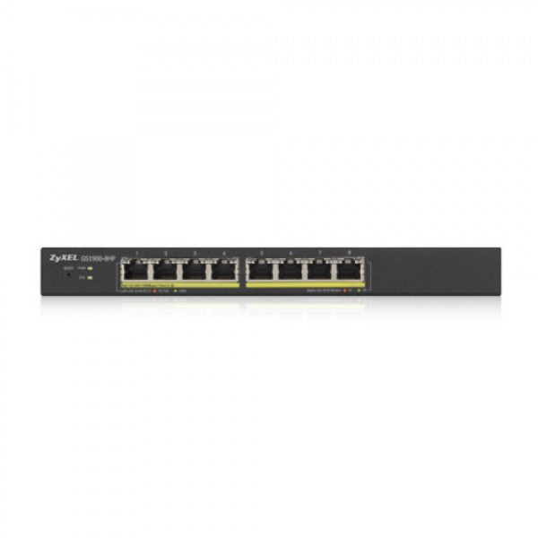Zyxel GS1900-8HP v3 PoE Gestito L2 Gigabit Ethernet [10/100/1000] Supporto Power over Ethernet [PoE] Nero (Zyxel GS1900-8HP - Switch - intelligente - 8 x 10/100/1000 [PoE+] - desktop, montaggio a parete - PoE+ [70 W])Zyxel4718937621279GS1900-8HP-EU0103F