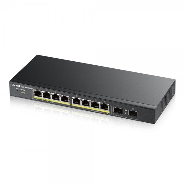 Zyxel GS1900-8HP v3 PoE Gestito L2 Gigabit Ethernet [10/100/1000] Supporto Power over Ethernet [PoE] Nero (Zyxel GS1900-8HP - Switch - intelligente - 8 x 10/100/1000 [PoE+] - desktop, montaggio a parete - PoE+ [70 W])Zyxel4718937621279GS1900-8HP-EU0103F