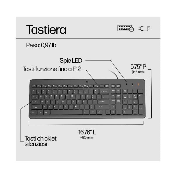 HP Tastiera cablata 150 (150 Wired Keyboard Itl - Warranty: 3M)Hp664R5AA#ABZ
