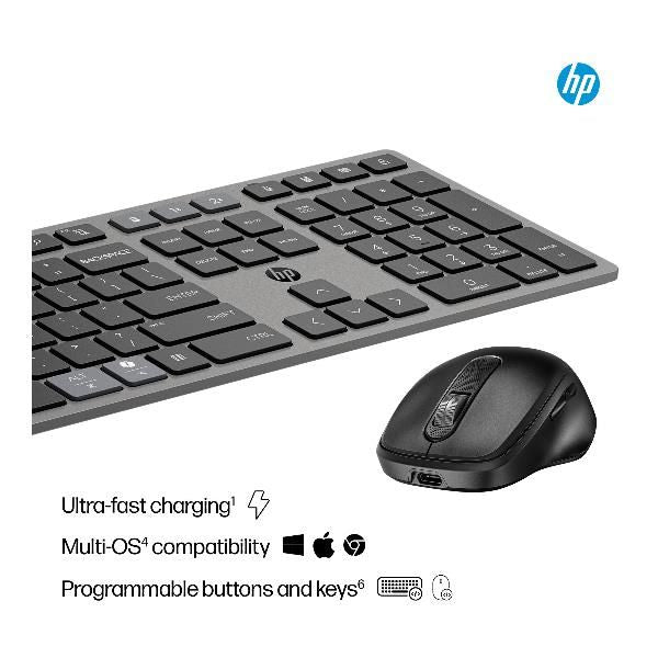 HP Combinazione di tastiera e mouse wireless ricaricabili multidispositivo 720 (720 Multi Rchrgbl WLS KB MS - Warranty: 3M)Hp9T5A9AA#ABZ