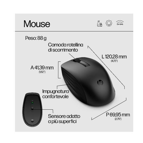 HP Combo tastiera e mouse wireless 650 (650 Wireless Keyboard and - Mouse Combo - ITA - Warranty: 3M)Hp4R013AA#ABZ