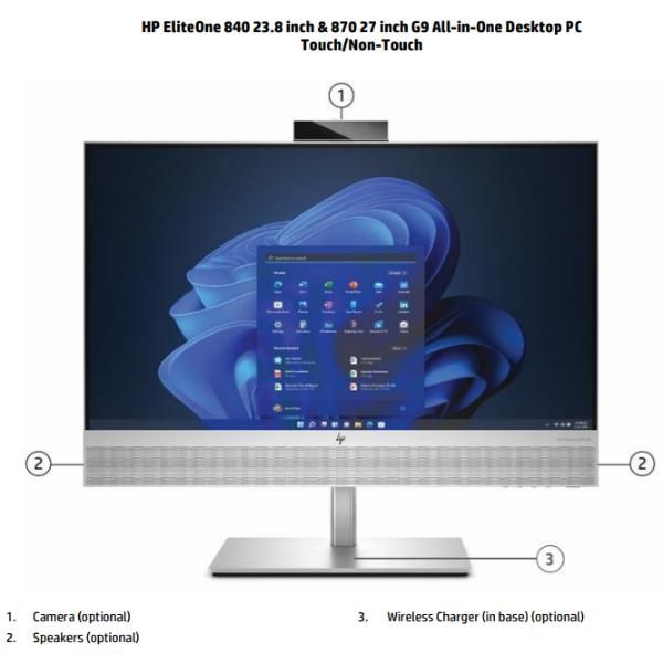 HP EliteOne 870 G9 All-in-One PC Wolf Pro Security Edition Intel Core i7 68,6 cm [27] 1920 x 1080 Pixel PC All-in-one 16 GB DDR5-SDRAM 512 GB SSD Windows 11 Pro Wi-Fi 6E [802.11ax] Argento (HP EliteOne 870 G9 - All-in-one Core i7 i7-14700 / fino a 5....