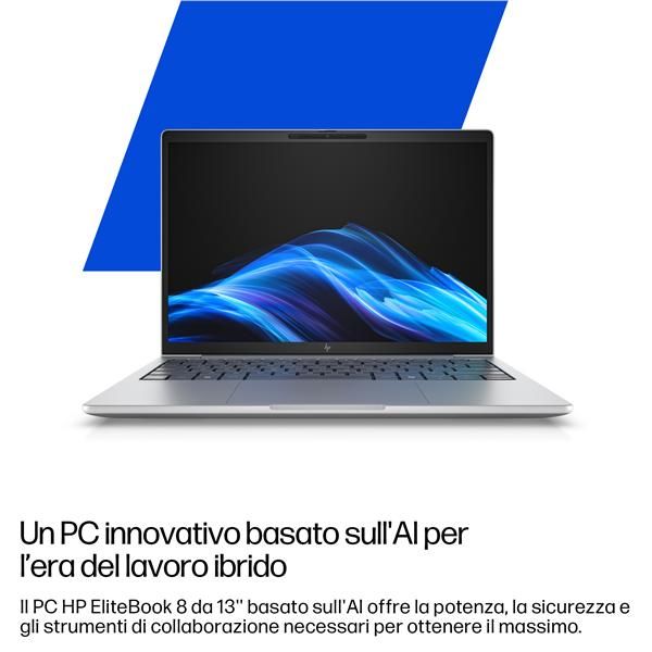 HP EliteBook 8 G1i AI PC Wolf Pro Security Edition Intel Core Ultra 5 225U Computer portatile 35,6 cm [14] WUXGA 24 GB DDR5-SDRAM 512 GB SSD Wi-Fi 6E [802.11ax] Windows 11 Pro Argento (HP EliteBook 8 G1i Notebook AI - AI PC - design della cerniera a ...