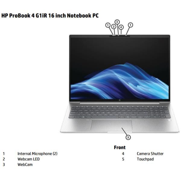 HP ProBook 4 G1iR Intel Core i5 i5-1334U Computer portatile 40,6 cm [16] WUXGA 16 GB DDR5-SDRAM 512 GB SSD Wi-Fi 6E [802.11ax] Windows 11 Pro Argento (HP ProBook 4 G1iR Notebook - Design della cerniera a 177 gradi - Intel Core i5 - i5-1334U / fino a ...