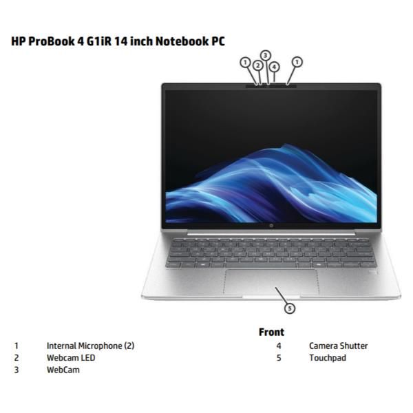 HP ProBook 4 G1i 14 inch Notebook AI PC Intel Core Ultra 7 255U Computer portatile 35,6 cm [14] WUXGA 16 GB DDR5-SDRAM 512 GB SSD Wi-Fi 6E [802.11ax] Windows 11 Pro Argento (HP ProBook 4 G1i Notebook AI - AI PC - design della cerniera a 177 gradi - I...