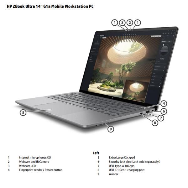 HP ZBook Ultra G1a Wolf Pro Security Edition Copilot+ PC AMD Ryzen AI Max PRO 390 Workstation mobile 35,6 cm [14] WUXGA 64 GB LPDDR5x-SDRAM 1 TB SSD Wi-Fi 7 [802.11be] Windows 11 Pro AI Workstation, AI PC Nero, Grigio (HP ZBook Ultra G1a Mobile Works...