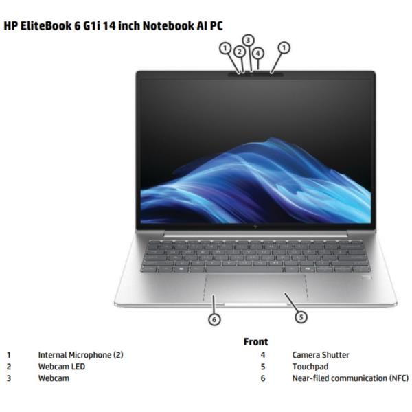 HP EliteBook 6 G1i 14 inch Notebook AI PC Intel Core Ultra 5 225U Computer portatile 35,6 cm [14] WUXGA 16 GB DDR5-SDRAM 512 GB SSD Wi-Fi 6E [802.11ax] Windows 11 Pro Argento (HP EliteBook 6 G1i Notebook AI - AI PC - design della cerniera a 177 gradi...