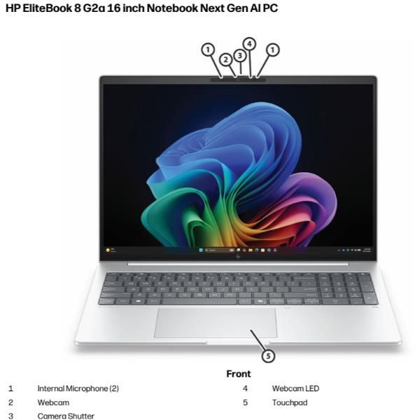 HP EliteBook 8 G2a 16 Next Gen AI PC Wolf Pro Security Edition AMD Ryzen AI 5 435 Computer portatile 40,6 cm [16] WUXGA 16 GB DDR5-SDRAM 512 GB SSD Wi-Fi 7 [802.11be] Windows 11 Pro Argento (HP EB8G2a16AI RAI5435 16 16GB/512 PC Italy - Italian locali...