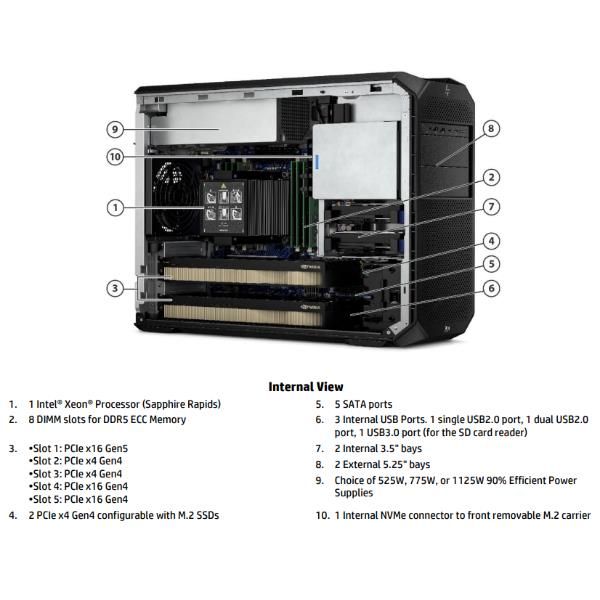 HP Z4 G5 Wolf Pro Security Edition Intel Xeon w3 w5-2545 64 GB DDR5-SDRAM 1 TB SSD Windows 11 Pro Tower Stazione di lavoro AI Workstation Nero (HP Z4 G5 - AI Workstation - tower 1 x Xeon W W3-2525 / fino a 4.5 GHz - RAM 64 GB - SSD 1 TB - HP Z Turbo ...
