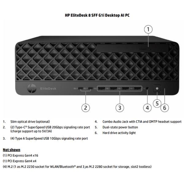 HP EliteDesk 8 SFF G1i Desktop AI PC Wolf Pro Security Edition Intel Core Ultra 5 235 16 GB DDR5-SDRAM 512 GB SSD Windows 11 Pro (HP EliteDesk 8 SFF G1i U5235 16GB/512 PC Italy - Italian localization)Hp0199896869829D59LVET#ABZ