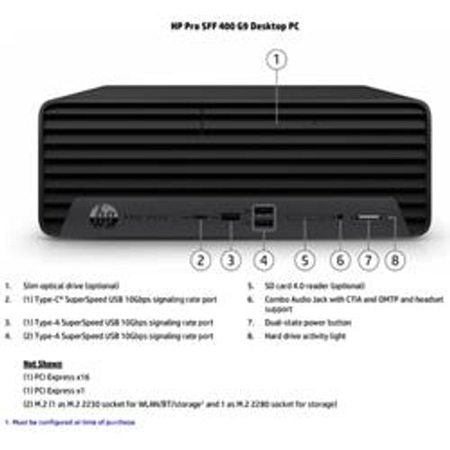 HP Pro 400 G9 Wolf Security Edition Intel Core i3 i3-13100 8 GB DDR4-SDRAM 256 GB SSD Windows 11 Pro SFF PC Nero (HP Pro 400 G9 - SFF Core i3 13100 / fino a 4.5 GHz - RAM 8 GB - SSD 256 GB - NVMe - UHD Graphics 730 - Gigabit Ethernet, Bluetooth 5.3, ...