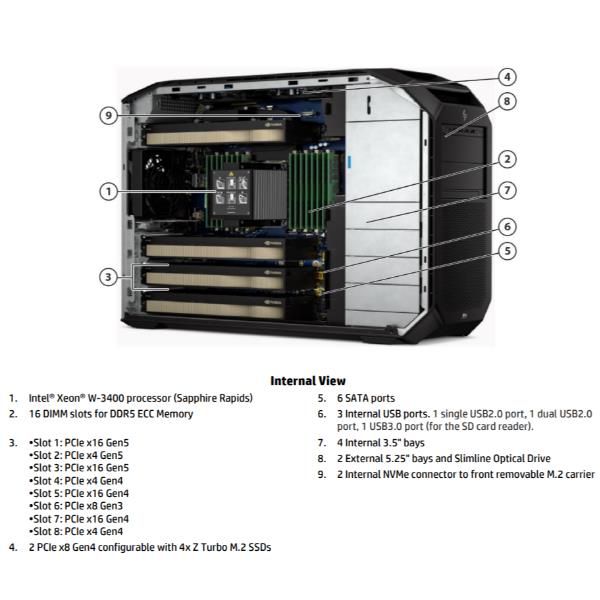 HP Z8 Fury G5 Workstation Intel Xeon w7 64 GB DDR5-SDRAM 2 TB SSD Windows 11 Pro Tower Stazione di lavoro AI Workstation (HP Workstation Z8 Fury G5 - AI Workstation - tower 5U - 1 x Xeon W W7-3545 / fino a 4.8 GHz - RAM 64 GB - SSD 2 TB - HP Z Turbo ...