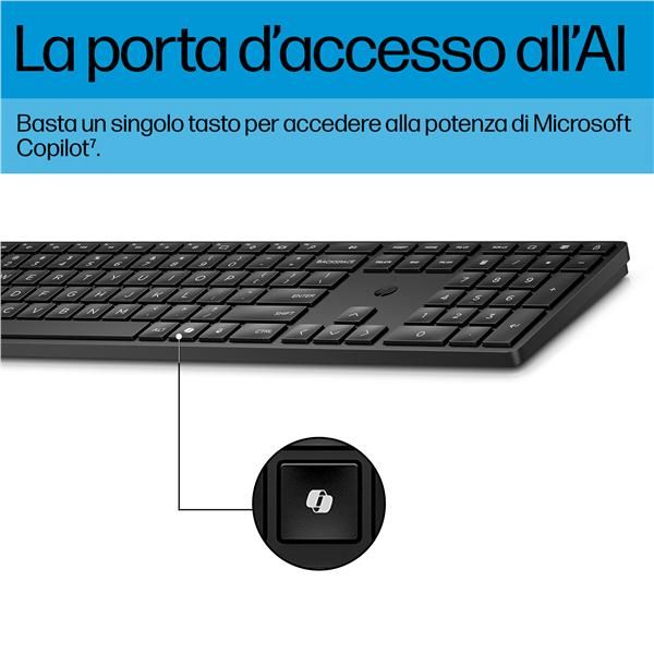 HP Tastiera e mouse wireless combinati 655 (HP 655 - Set mouse e tastiera - 100% - full size - senza fili - 2.4 GHz - italiana - nero - Smart Buy)Hp4R009UT#ABZ