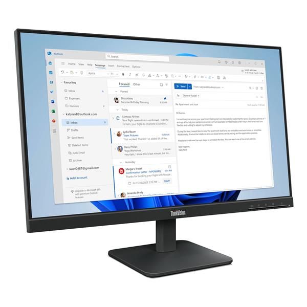 Lenovo ThinkVision S24-4e Monitor (Lenovo ThinkVision S24-4e - Monitor a LED - 24 [23.8 visualizzabile] - 1920 x 1080 Full HD [1080p] @ 100 Hz - IPS - 250 cd/m - 1300:1 - 4 ms - HDMI, VGA - nero corvino)Lenovo019815662870164B5KAT1EU