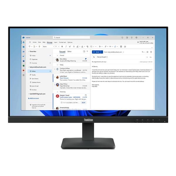 Lenovo ThinkVision S24-4e Monitor (Lenovo ThinkVision S24-4e - Monitor a LED - 24 [23.8 visualizzabile] - 1920 x 1080 Full HD [1080p] @ 100 Hz - IPS - 250 cd/m - 1300:1 - 4 ms - HDMI, VGA - nero corvino)Lenovo019815662870164B5KAT1EU