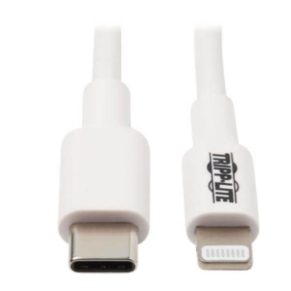 Tripp Lite M102-003-WH cavo Lightning 0,9 m Bianco (Eaton Tripp Lite Series USB-C to Lightning Sync/Charge Cable [M/M], MFi Certified, White, 3 ft. [0.9 m] - Cavo USB - 24 pin USB-C [M] a Lightning [M] - USB 2.0 - 20 V - 3 A - 90 cm - bianco)EatonM10...