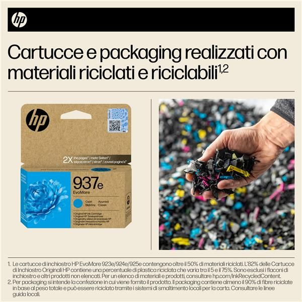 HP Cartuccia di inchiostro ciano originale 937e EvoMore (HP 937E EVOMORE CYAN ORIGINAL - INK CARTRIDGE)Hp4S6W6NE#LS1