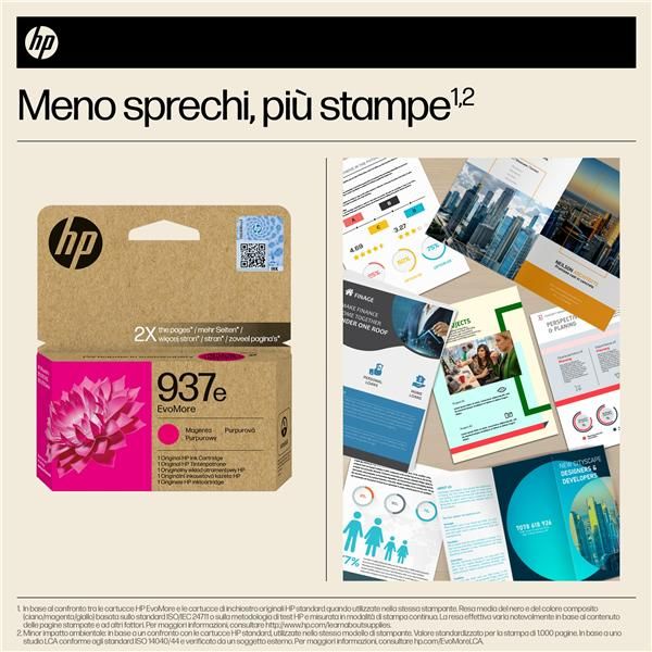 HP Cartuccia di inchiostro magenta originale 937e EvoMore (HP 937E EVOMORE MAGENTA - ORIGINAL INK CARTRIDGE)Hp4S6W7NE#LS1