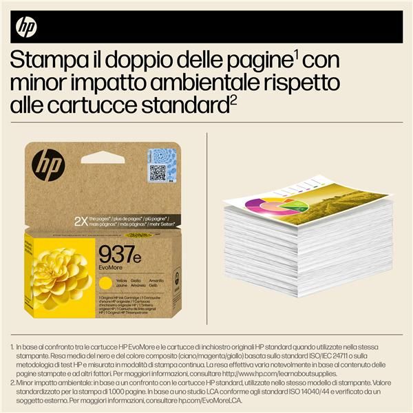 HP Cartuccia di inchiostro giallo originale 937e EvoMore (HP 937e EvoMore - 20 ml - giallo - originale - cartuccia d'inchiostro - per Officejet Pro 9110b, 9120, 9120b, 9120e, 9130b, 9130e, 9720, 9720E, 9730, 9730e)Hp4S6W8NE#LS1