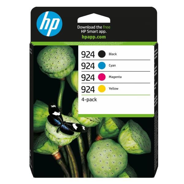 HP Confezione da 4 cartucce di inchiostro CMYK originali 924 (HP 924 - 4 pakker - sort, gul, cyan, m)Hp6C3Z1NE#301