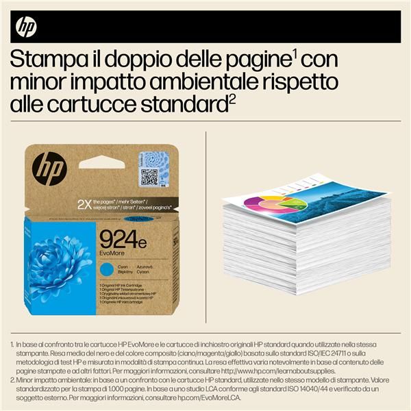HP Cartuccia di inchiostro ciano originale 924e EvoMore (HP 924e EvoMore - Cyan - original - ink cartridge - for Officejet Pro 8130e)Hp4K0U7NE#SE1