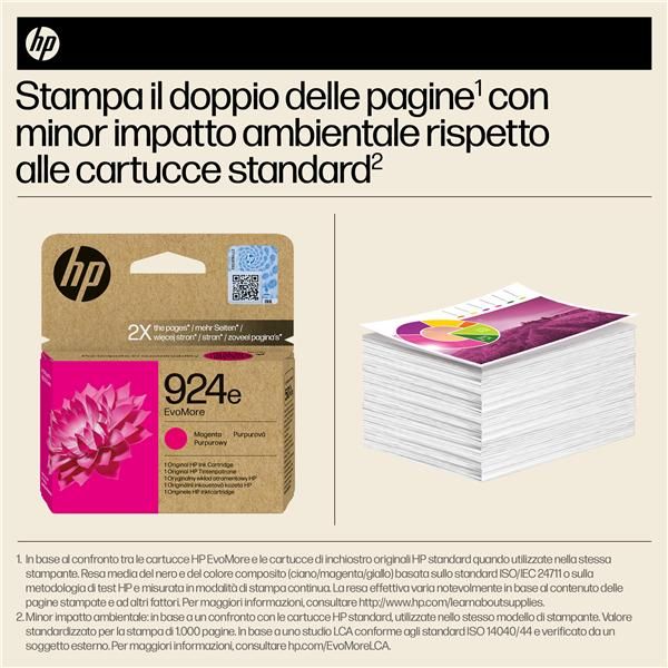 HP Cartuccia di inchiostro magenta originale 924e EvoMore (HP 924e EvoMore - Magenta - original - ink cartridge - for Officejet Pro 8130e)Hp4K0U8NE#SE1