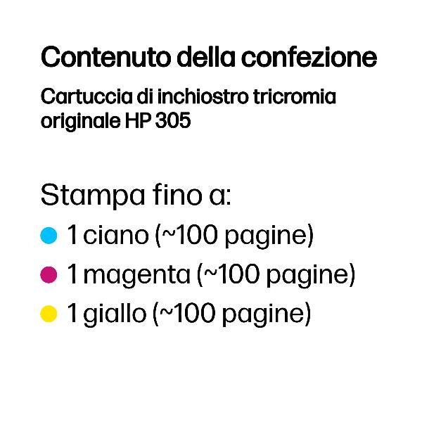 HP Cartuccia di inchiostro tricromia originale 305 (HP 305 - farve [cyan, magenta, gul] -)Hp3YM60AE#301